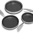 Umite Chef Hybrid Non Stick Frying Pans Set, 8, 10 and 12-Inch Stainless Steel Skillets Pan for Cooking, Dishwasher & Oven-Safe Cooking Pan, Stay-Cool Handles, Induction Compatible PFOA Free Cookware