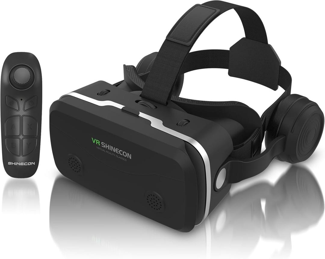 Virtual Reality Headset for iPhone & Android Phones, VR Headset with Remote Controller, HD 3D VR Glasses for TV, Movies & Video Games, VR Headset for Kids, Adults, Compatible 4.7-7 inch