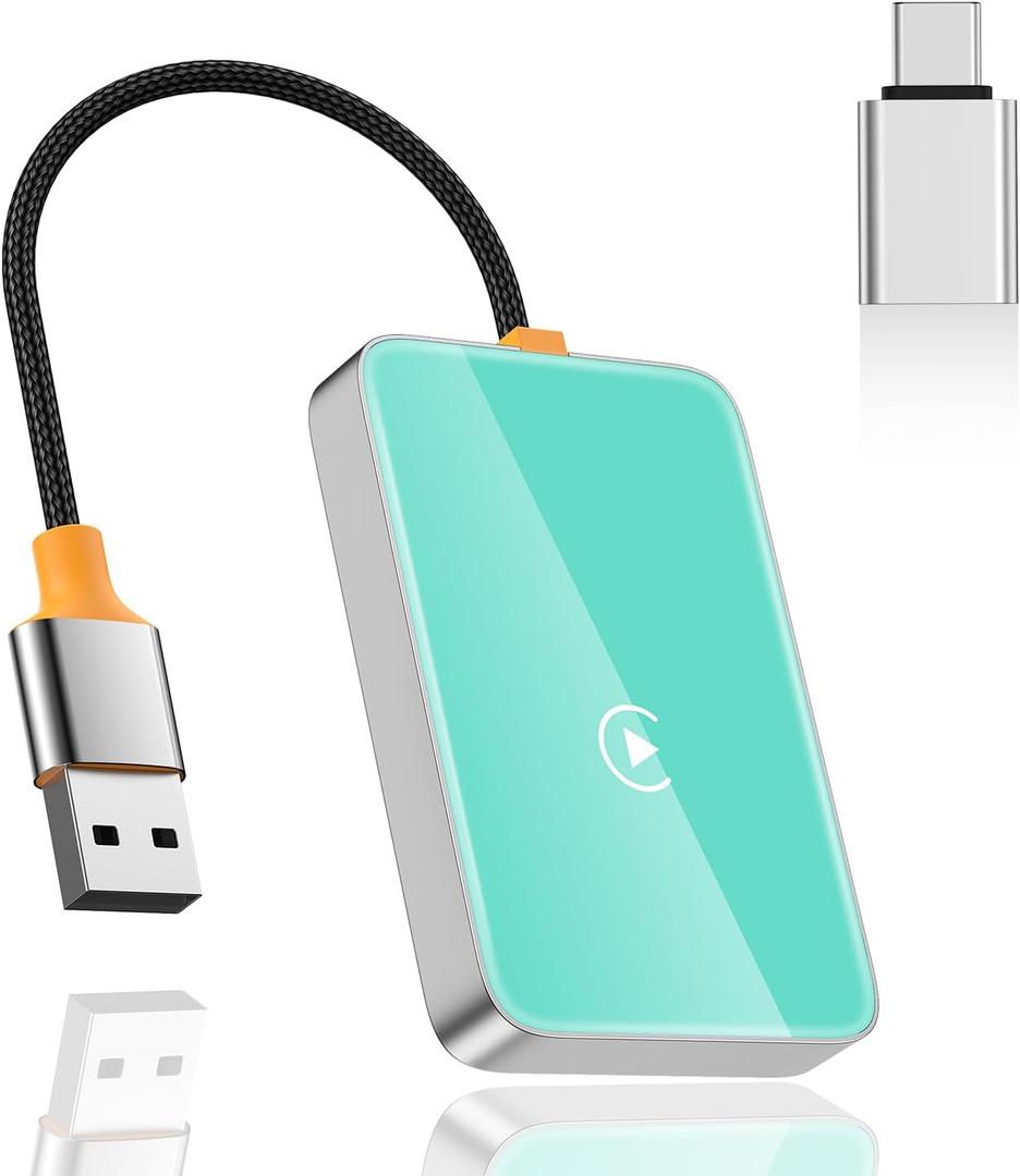 Wireless CarPlay Adapter,Covert Factory Wired to Wireless Car Play Adapter for iPhone 6+ (iOS only) Easy Setup Plug&Play,Multiple Controls,Support USB&USB-C
