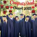 Red Graduation Banner & 9Pcs Hanging Swirls for Class of 2025 Graduation Party Supplies