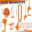 Soulchen 360 Pcs Orange Team Spirit Accessories Bulk Field Day Accessories Pep Rally Color War Camp Spirit Events Party Items Cheerleading Pom Poms Clappers Thunder Stick Whistle Megaphone