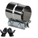 DROIFUIM 2 Pcs 2.0 Inch Exhaust Pipe Clamps Butt 304 Stainless Steel Ring Clamps for CatalyticConverter, Muffler, Conversion (22.0 Inch)