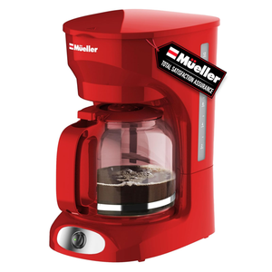 MÜELLERHOME 12-Cup Red Coffee Maker - Perfect for Home or Office, Borosilicate Carafe, Auto-Off, Reusable Filter, Anti-Drip, Keep-Warm Function, Clear Water Level Window, Red Kitchen Accessories