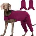 Kuoser Dog Surgery Suit for Back Legs, Dog Rear Leg Sleeve to Stop Licking, Female Spay Recovery Suit for Dogs After Surgery, Pet Puppy Surgical Onesie for Abdomen Wounds Skin Disease (XX-Large, Purple)
