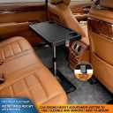 Car Desk for Laptop, Adjustable Car Seat Tray Table, 360° Rotating Multi-Function Travel Tray for Passenger & Rear Seat, Portable Eating & Work Station, Essential Road Trip Accessories