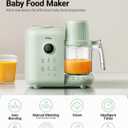 Bear Baby Food Maker with 18.5oz Dual-Layer Steam Baskets, OneStep Baby Food Processor Steamer Puree Blender Grinder Mills, Auto Cooking Grinding&Sterili-zing for Healthy Homemade Baby Food, BPA-Free, Green