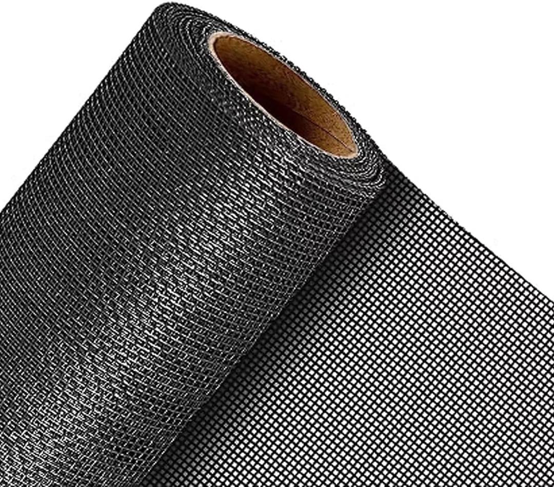 QWR Pet Proof Window Screen and Screen Door Replacement, 48"x 360" Upgraded Durable Thickened Vinyl Coated Wire-Like Mesh for Sliding Screen Door, Patio, Windows (Rolled Package)