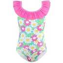 XiaoMoSha Girls Swimsuits Ruffled Round Neck One Piece Bathing Suits Quick Dry UPF 50+ Summer Hawaii Swimwear for Kids 3-10T (Hotstars)