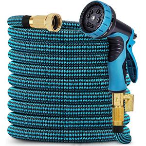 Expandable Garden hose 50 ft with 10 Function Sprayer Nozzle, Lightweight & No-Kink Flexible Water Hose with 3/4 inch Solid Brass Fittings & Durable Collapsible Latex Core, 50ft Retractable Hose
