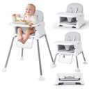 3 in 1 Baby High Chair, Bellababy Adjustable Convertible Chairs for Babies and Toddlers, Compact/Light Weight/Portable/Easy to Clean (Grey)