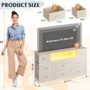 WLIVE LED Dresser TV Stand for 55 Inch TV, 8 Drawers, Cream White | Fits TVs up to 55 inch, 8 fabric drawers, LED chest of drawers, Built-in power outlet, Living room or bedroom