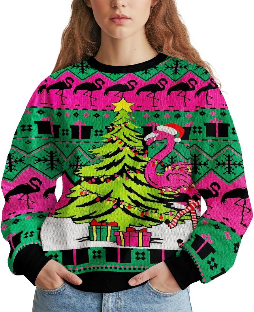 34HD Ugly Xmas SweaterFunny Knit Christmas Sweater for Women & Men 2025, Long Sleeve Crewneck Holiday Pullover, Unisex Gift (M)