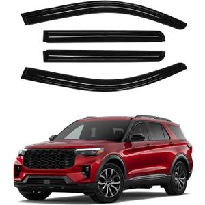 Explorer Rain Guards - Window Visors for 2020-2025 2026 Ford Explorer, Outside-Mount Tape-On Side Window Wind Deflectors for Frontier Accessories, Vent Visors Shades Rainproof Black 4PCS