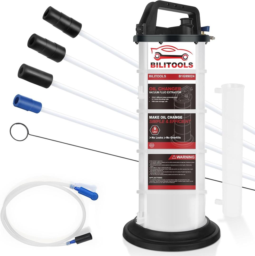 BILITOOLS 9L Pneumatic Oil Extractor Pump, Vacuum Fluid Extractor for Automotive Engine Oil Change Large Capacity 2.4 Gallon for Boat Marine Jetski ect.