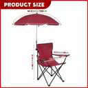 2 Pack Beach Umbrella Chairs Folding Camping Portable Beach Chairs with Canopy Shade Adults with Cup Holder Carrying Bag for Camping Hiking Travel Picnic Outdoor Events(Blue and Wine Red)