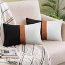 JASEN Farmhouse Throw Pillow Cover 12x20 Inch, Square Throw Pillow Covers Set of 2, Decorative Black and White Throw Pillow Covers for Couch Bed Sofa Living Room Bedroom (No Inserts)