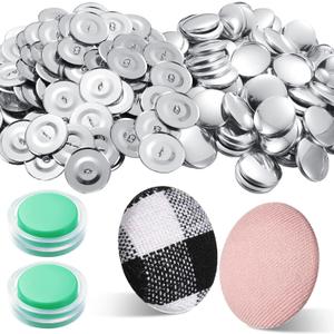 100 Sets Cover Buttons Kit with Tools - Size 45/1.1 Inch DIY Fabric Cloth Cover Buttons with Wire Backs
