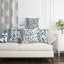 LOVOUS Blue Leaf Throw Pillow Covers 18x18 Inch Set of 2, Vintage Linen Decorative Pillow Covers for Bed Couch Sofa Bedroom Living Room Home Decor, B7