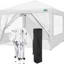 COBIZI 10x10 Pop Up Canopy Tent with 4 Sidewalls Party Tents for Parties Weddings Backyard Waterproof Commercial Instant Outdoor Events Tent with Stakes, Ropes（10 x 10 ft White)