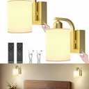 iThird Battery Operated Wall Sconces Set of 2: 6000mAh Rechargeable Wall Light with Touch and Remote, Wireless Wall Lamp for Bedroom, Gold Modern Cordless Wall Scones for Living Room Hallway Bathroom (Gold 8 Inch)