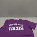 Womens You Had Me at Tacos Letters Printed Funny T-Shirt Tops Tees (Purple, M)