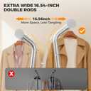 Heavy Duty Clothes Rack - Load 600 LBS, Double Rod Clothing Rack for Hanging Clothes with Shelves, Portable Garment Rack for Bedroom, Laundry, Living Room, Silver