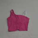 XUNYU Longline Sports Bras for Women One Shoulder Workout Tank Tops Built in Bra Open Back Yoga Top Athletic Gym Shirt (Size Large, Pink Push Up Yoga Crop Top)