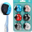 Helmet Toothbrush Covers Caps, Toothbrush Head Protector for Household Travel, Fits Most Manual and Electric Toothbrushes, 6 Count (Black, White, Grey, Blue, Pink, Red)