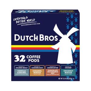 Dutch Bros Flavored Coffee Variety Pack, 32 Count, Medium Roast, Single Serve Coffee Pods for Keurig K-Cup Brewers (EXP 09/30/27)