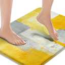 Britimes Bath Mat for Bathroom Yellow Gray Abstract Graffiti Geometric Bath Rug Floor Mat Bathroom Decorations 16x24 Inches for Kitchen Bedroom Indoor