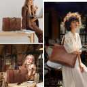 LOVEVOOK Laptop Bag for Women,15.6 Inch Laptop Tote Bag for Women,Vintage Leather Work Tote Bags Computer Teacher Bag,Waterproof Business Office Briefcase Bible Bag