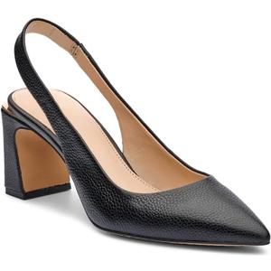 Jeimpoey Womens Slingback Chunky Heels Point-toe Pump Shoes Block Heel Summer Sandals Low-heel Party Shoes (9, Black)