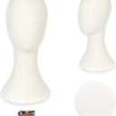 Wig Head Stand Mannequin Head Hat Display Stand Velvet Wig Holder for Mask, Headdress, Necklace (White)