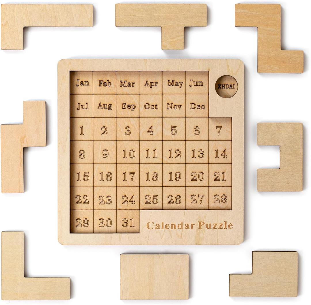 Daily Calendar Puzzle WoodenJigsaw Puzzle Board for Adults,Challenge 365+ for Every Day,Puzzle Advent Calendar.