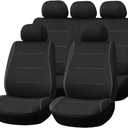 Car Seat Cover Full Set, Soft Comfortable Vehicle Front and Rear Split Bench Protector, Scratch-Proof Auto Interior Seat Protection Cover, Universal for Van Truck Sedan (Black/Gray)