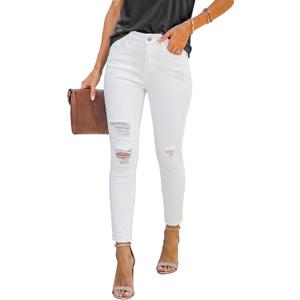 luvamia Cropped Jeans for Women Skinny Trendy High Waisted Distressed Ripped Stretchy Denim Pants Destroyed Jeggings