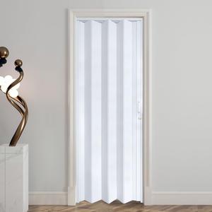DIYHD 48X96 Accordion Door for Tall Openings, White Double Layer PVC Folding Interior Door with Track Kit, Space-Saving Closet Door, No Floor Track, Dual-Sided Handle & Latch, Easy Install