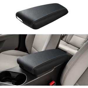 Car Center Console Armrest Cover for Kia Optima 2011 2012 2013 2014 2015 Leather Anti-Scratch Central Arm Rest Box Lid Seat Cover Protector Cushion Saver interior Accessories(Carbon Fibre+Black)