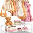 Kids Clothing Rack  Dress Up Clothes Rack  Baby Toddler Closet  Mini Freestanding Coat Racks with 2 Fabric Shelves  Small Kids Costume Wardrobe  Garment Rack for Hanging Clothes Organizer