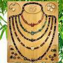 NOAVAOL Bamboo Bead Board for Jewelry Making, Combi Beading Tray Design Mat for Necklaces, DIY Small Jewelry Design Board