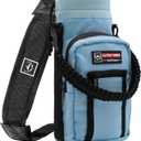 NATURE PIONEOR Water Bottle Holder with Adjustable Strap - 25/32/40oz Insulated Water Bottle Carrier Sling Sleeve with Paracord Handle & 2 Storage Pockets, Hiking, Camping, Gym (Blue)