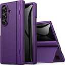 BXYJY for Samsung Galaxy Z Fold 7 Case with Stand, Front Privacy Screen Protector, Hinge Protection, Slim Rugged Hard Shockproof Cover, Full Body Protective Phone Case for Samsung Fold 7 2025, Purple (Dark Purple-PSP)