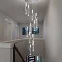 12-Lights Modern Crystal Chandelier for High Ceiling Dimmable LED Pendant Lighting Long Light Chandelier for Staircase Foyer Enterway Living Room Silver