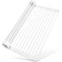MERRYBOX Roll Up Dish Drying Rack, Silicone Wrapped Over The Sink Dish Rack Foldable Dish Drainer Anti-Slip Dish Racks for Kitchen Counter, Multipurpose Kitchen Sink Drying Rack, 18" x 13", White
