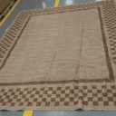 GarveeHome Modern Bordered 8x10 Area Rugs for Living Room Bedroom Soft Washable Large Bedroom Throw Carpet Non Slip Checkered Geometric Rugs for Dining Room Home Decor Office, Taupe