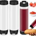 3 Pcs 16 oz Inverted Plastic Squeeze Bottles, Refillable Tip Large Valve Dispenser Condiment Squeeze Bottle for Sauces Ketchup Sour Cream Self Sealing Syrup Dispenser for Restaurants (Black)