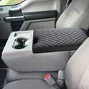 JOJOY LUX Center Console Cover for Ford F150 2015-2024 and F250 F350 F450 2017-2024 Leather Arm Rest Box Lid Middle Console Armrest Protective Cover F150 F250 Accessories(for Jump Seat Only)