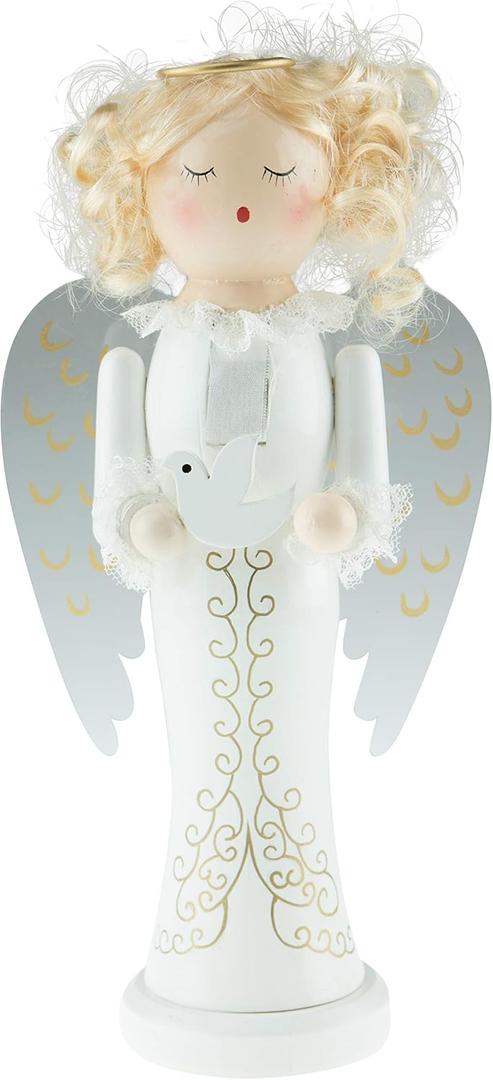 Clever Creations Angel 10 Inch Traditional Wooden Nutcracker, Festive Christmas Dcor for Shelves and Tables