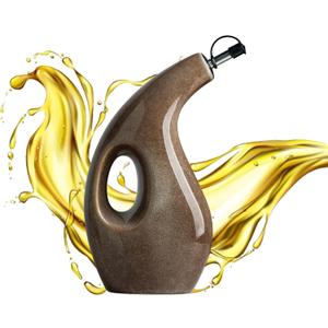 Olive Oil Dispenser Bottle for Kitchen with Spout, Ceramic Cooking Oil Dispenser for Vinegar Coffee Syrups & Other Liquids, 23oz (Brown)