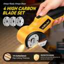 2026 New 3000mAh Electric Cardboard Box Cutter with 4 Blades, Cordless Electric Scissors with Safety Lock & LED Light, Storage Box, 300 RPM, Electric Cutter for Fabric Carpet Carton Leather Cloth